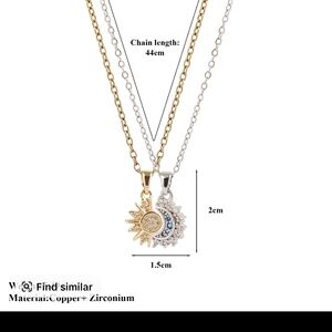 Sun & Moon Dual Pendant Necklace - Gold and Silver